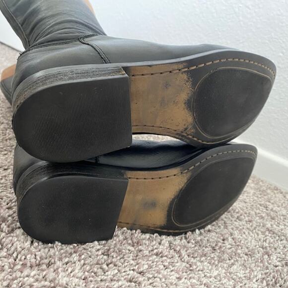 Steve Madden Rogerrr Black Brown‎ Leather Zip Knee High Riding Boots Women 7.5M - Picture 7 of 16